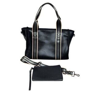 HAUTE SHORE Isla Tote Black w/Crossbody Strap & Clutch NWOT